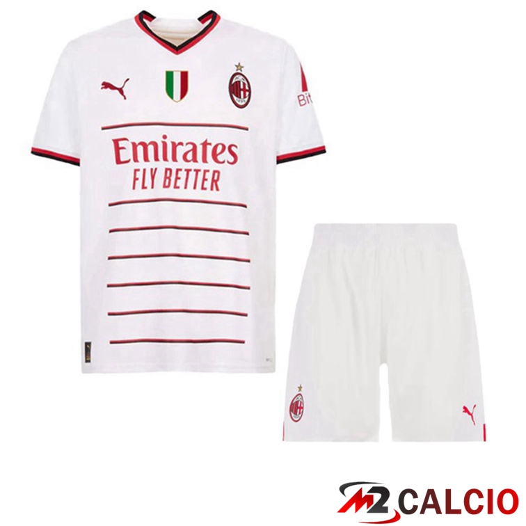 Maglie Calcio Personalizzate,Tute Calcio Squadre,Maglia Nazionale Italiana Calcio | Maglie Calcio AC Milan Bambino Seconda Bianco 2022/2023