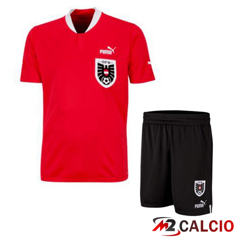 Maglie Calcio Personalizzate,Tute Calcio Squadre,Maglia Nazionale Italiana Calcio | Maglie Calcio Austria Bambino Prima Rosso 2022/2023
