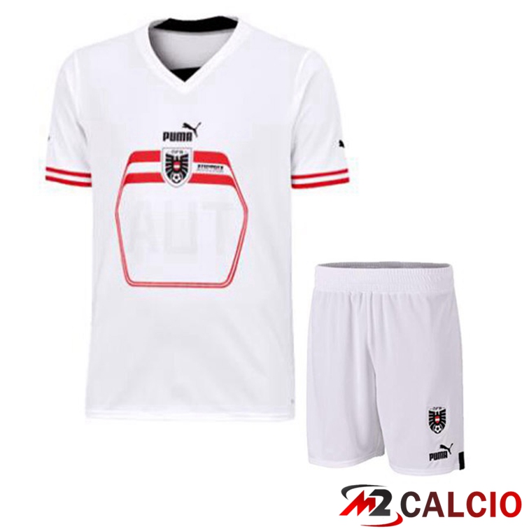 Maglie Calcio Personalizzate,Tute Calcio Squadre,Maglia Nazionale Italiana Calcio | Maglie Calcio Austria Bambino Seconda Bianco 2022/2023