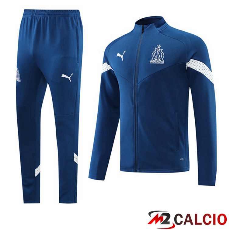 Maglie Calcio Personalizzate,Tute Calcio Squadre,Maglia Nazionale Italiana Calcio | Insieme Tuta Calcio - Giacca Marsiglia OM Blu Royal 2022/2023