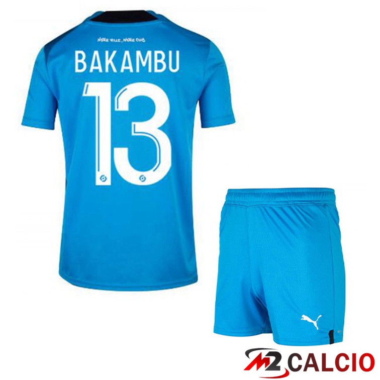 Maglie Calcio Personalizzate,Tute Calcio Squadre,Maglia Nazionale Italiana Calcio | Maglie Calcio Marsiglia OM (BAKAMBU 13) Bambino Terza Blu 2022/2023