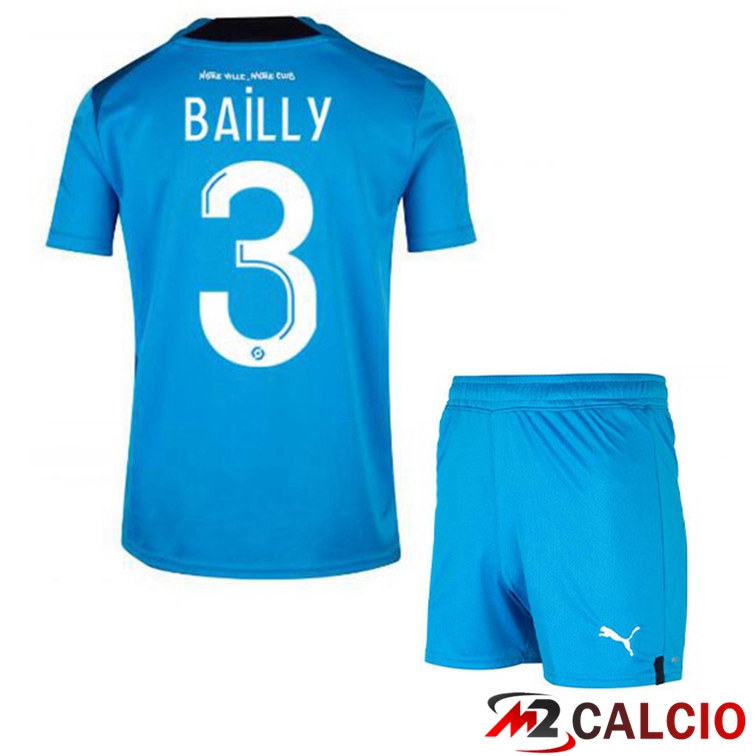 Maglie Calcio Personalizzate,Tute Calcio Squadre,Maglia Nazionale Italiana Calcio | Maglie Calcio Marsiglia OM (BAILLY 3) Bambino Terza Blu 2022/2023