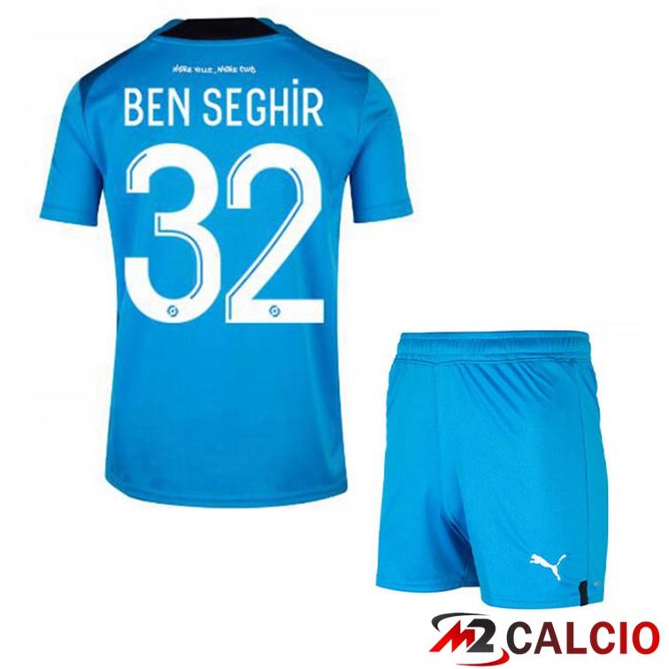 Maglie Calcio Personalizzate,Tute Calcio Squadre,Maglia Nazionale Italiana Calcio | Maglie Calcio Marsiglia OM (BEN SEGHIR 32) Bambino Terza Blu 2022/2023
