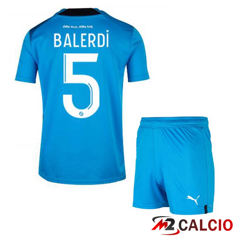 Maglie Calcio Personalizzate,Tute Calcio Squadre,Maglia Nazionale Italiana Calcio | Maglie Calcio Marsiglia OM (BALERDI 5) Bambino Terza Blu 2022/2023