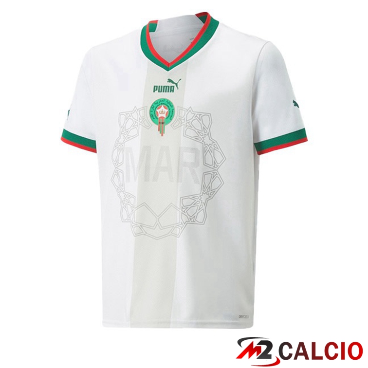 Maglie Calcio Personalizzate,Tute Calcio Squadre,Maglia Nazionale Italiana Calcio | Maglie Calcio Marocco Seconda Bianco 2022/2023