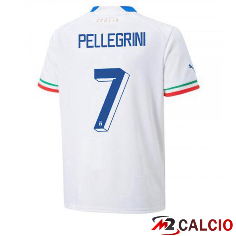 Maglie Calcio Personalizzate,Tute Calcio Squadre,Maglia Nazionale Italiana Calcio | Maglie Calcio Italia (Pellegrini 7) Seconda Bianco 2022/2023