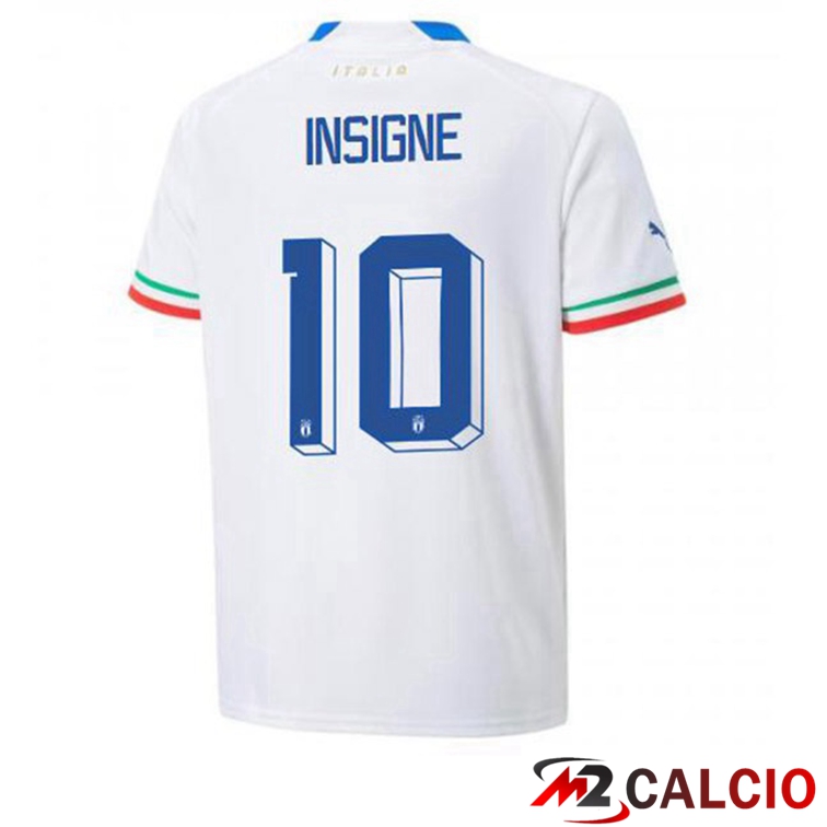 Maglie Calcio Personalizzate,Tute Calcio Squadre,Maglia Nazionale Italiana Calcio | Maglie Calcio Italia (Insigne 10) Seconda Bianco 2022/2023
