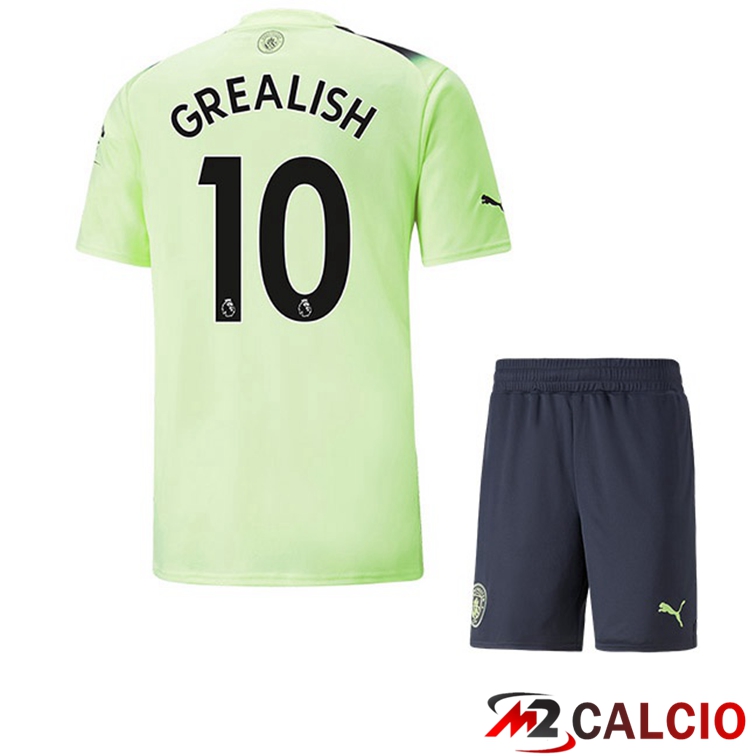 Maglie Calcio Personalizzate,Tute Calcio Squadre,Maglia Nazionale Italiana Calcio | Maglie Calcio Manchester City (Jack Grealish 10) Bambino Terza Verde Nero 2022/2023
