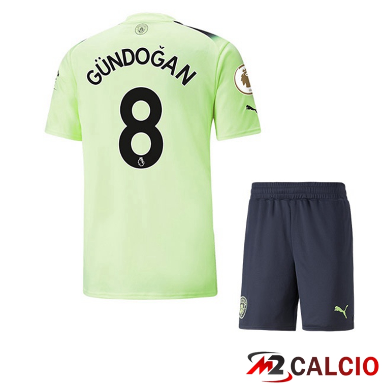 Maglie Calcio Personalizzate,Tute Calcio Squadre,Maglia Nazionale Italiana Calcio | Maglie Calcio Manchester City (Ilkay Gündogan 8) Bambino Terza Verde Nero 2022/2023