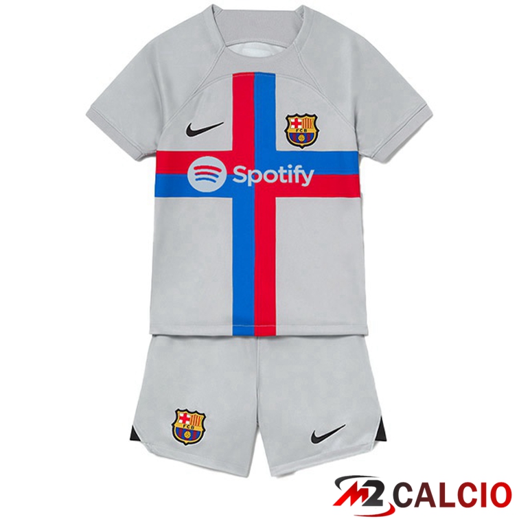 Maglie Calcio Personalizzate,Tute Calcio Squadre,Maglia Nazionale Italiana Calcio | Maglie Calcio FC Barcellona Bambino Terza Grigio 2022/2023