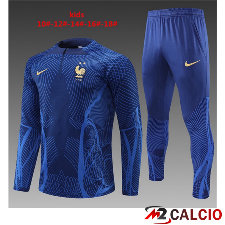 Maglie Calcio Personalizzate,Tute Calcio Squadre,Maglia Nazionale Italiana Calcio | Tuta Calcio Francia Bambino Blu Royal 2022/2023