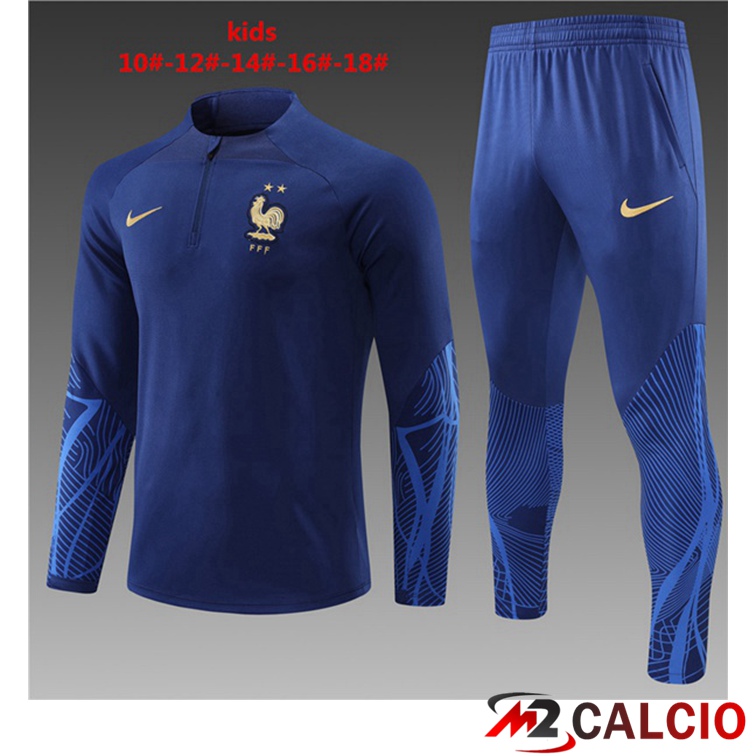 Maglie Calcio Personalizzate,Tute Calcio Squadre,Maglia Nazionale Italiana Calcio | Tuta Calcio Francia Bambino Blu Royal 2022/2023