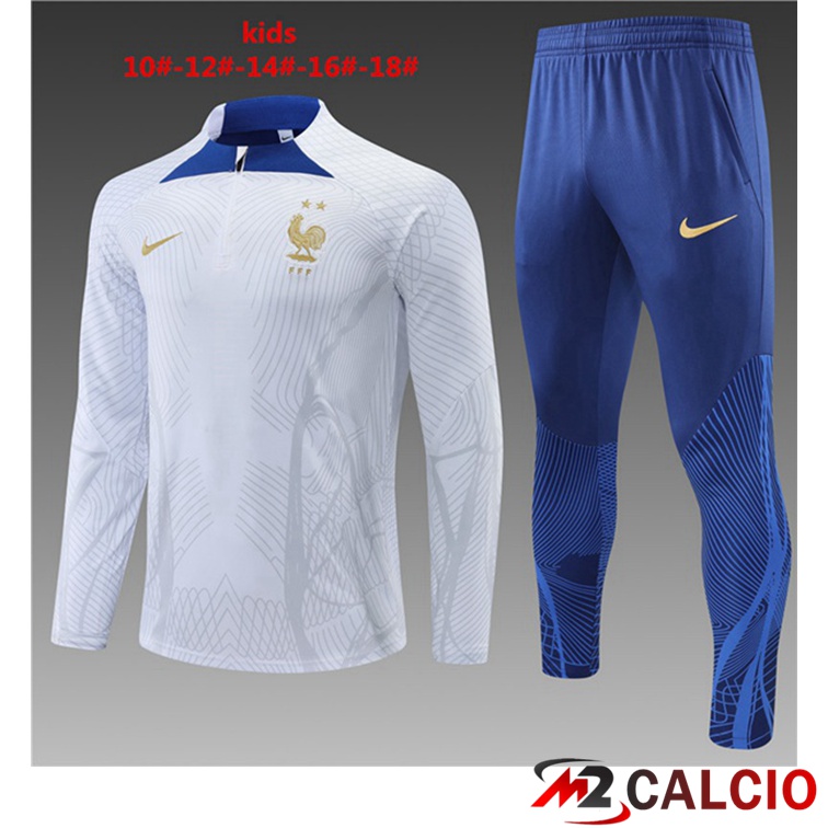 Maglie Calcio Personalizzate,Tute Calcio Squadre,Maglia Nazionale Italiana Calcio | Tuta Calcio Francia Bambino Bianco 2022/2023