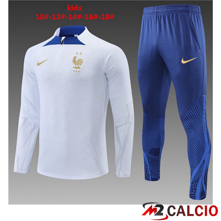 Maglie Calcio Personalizzate,Tute Calcio Squadre,Maglia Nazionale Italiana Calcio | Tuta Calcio Francia Bambino Bianco 2022/2023