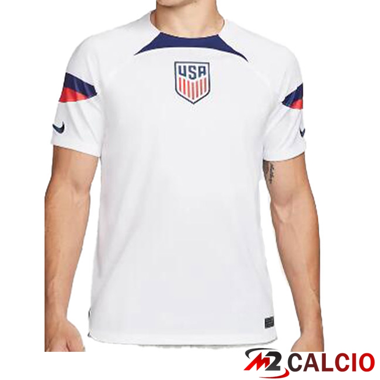 Maglie Calcio Personalizzate,Tute Calcio Squadre,Maglia Nazionale Italiana Calcio | Maglie Calcio Stati Uniti Prima Bianco Coppa del Mondo 2022