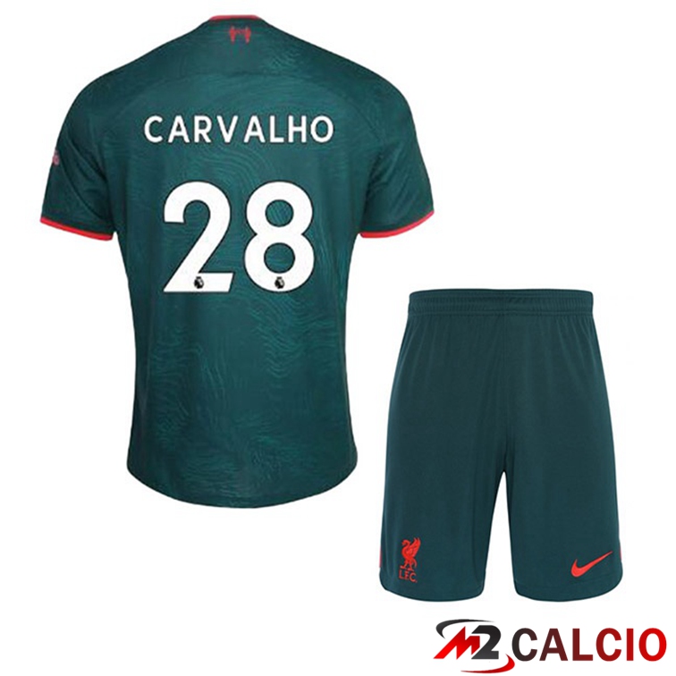 Maglie Calcio Personalizzate,Tute Calcio Squadre,Maglia Nazionale Italiana Calcio | Maglie Calcio FC Liverpool (CARVALHO 28) Bambino Terza Verde 2022/2023