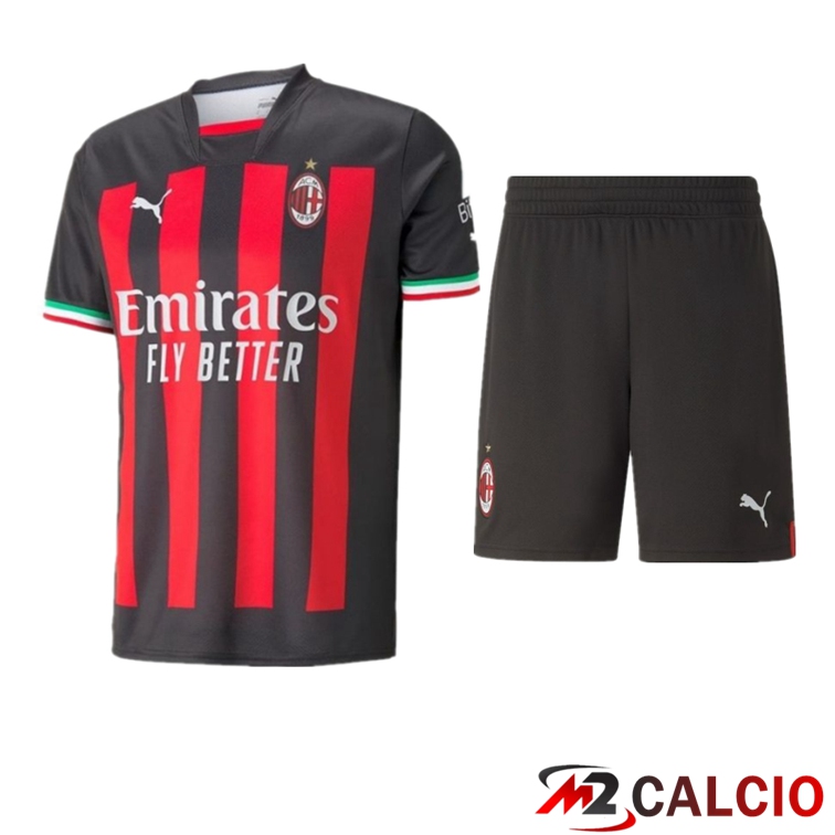 Maglie Calcio Personalizzate,Tute Calcio Squadre,Maglia Nazionale Italiana Calcio | Insieme Maglie Calcio AC Milan Prima + Pantaloncini 2022/2023