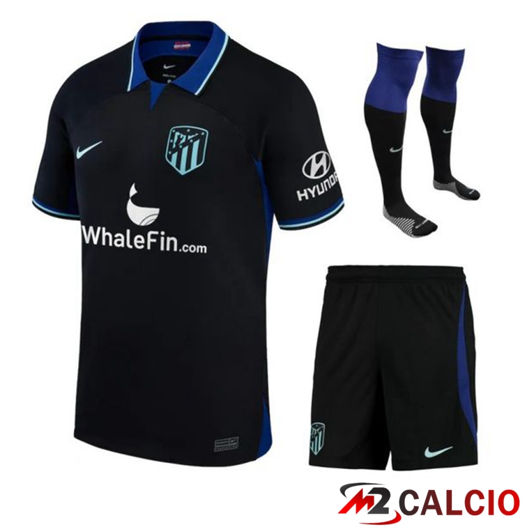 Maglie Calcio Personalizzate,Tute Calcio Squadre,Maglia Nazionale Italiana Calcio | Insieme Maglie Calcio Atletico Madrid Seconda (Pantaloncini + Calzini) 2022/2023