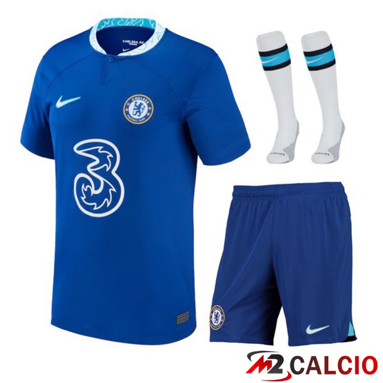 Maglie Calcio Personalizzate,Tute Calcio Squadre,Maglia Nazionale Italiana Calcio | Insieme Maglie Calcio FC Chelsea Prima (Pantaloncini + Calzini) 2022/2023