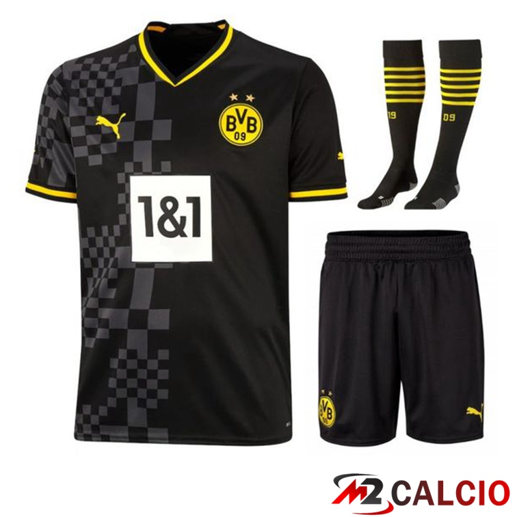 Maglie Calcio Personalizzate,Tute Calcio Squadre,Maglia Nazionale Italiana Calcio | Insieme Maglie Calcio Dortmund BVB Seconda (Pantaloncini + Calzini) 2022/2023