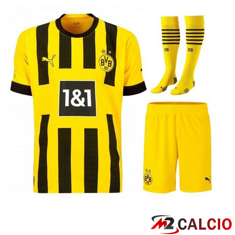 Maglie Calcio Personalizzate,Tute Calcio Squadre,Maglia Nazionale Italiana Calcio | Insieme Maglie Calcio Dortmund BVB Prima (Pantaloncini + Calzini) 2022/2023