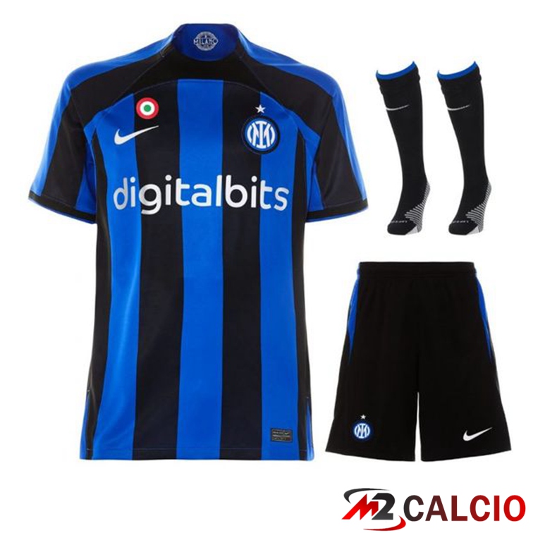 Maglie Calcio Personalizzate,Tute Calcio Squadre,Maglia Nazionale Italiana Calcio | Insieme Maglie Calcio Inter Milan Prima (Pantaloncini + Calzini) 2022/2023