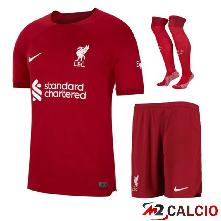 Maglie Calcio Personalizzate,Tute Calcio Squadre,Maglia Nazionale Italiana Calcio | Insieme Maglie Calcio FC Liverpool Prima (Pantaloncini + Calzini) 2022/2023