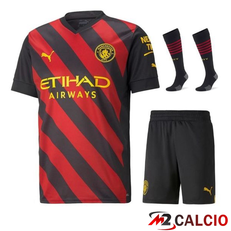 Maglie Calcio Personalizzate,Tute Calcio Squadre,Maglia Nazionale Italiana Calcio | Insieme Maglie Calcio Manchester City Seconda (Pantaloncini + Calzini) 2022/2023