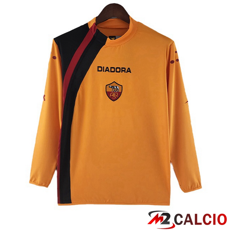 Maglie Calcio Personalizzate,Tute Calcio Squadre,Maglia Nazionale Italiana Calcio | Maglie Calcio AS Roma Retro Prima Maniche Lunghe Arancione 2005-2006