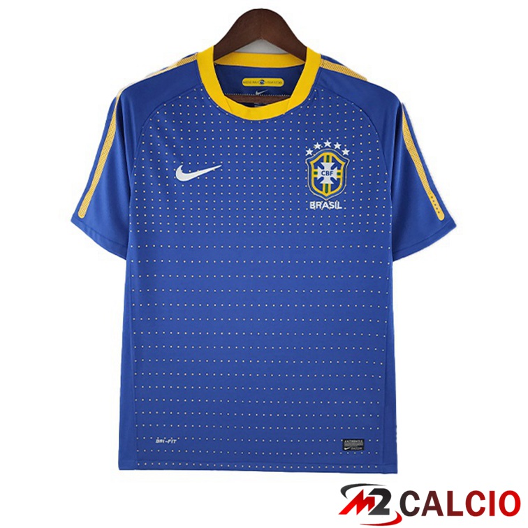 Maglie Calcio Personalizzate,Tute Calcio Squadre,Maglia Nazionale Italiana Calcio | Maglie Calcio Storica Brasile Retro Seconda Blu 2010
