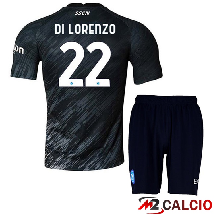 Maglie Calcio Personalizzate,Tute Calcio Squadre,Maglia Nazionale Italiana Calcio | Maglie Calcio SSC Napoli (Di Lorenzo 22) Bambino Terza Nero 2022/2023