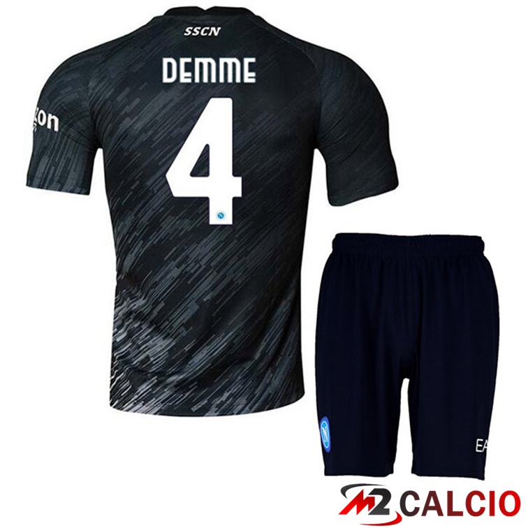 Maglie Calcio Personalizzate,Tute Calcio Squadre,Maglia Nazionale Italiana Calcio | Maglie Calcio SSC Napoli (Demme 4) Bambino Terza Nero 2022/2023
