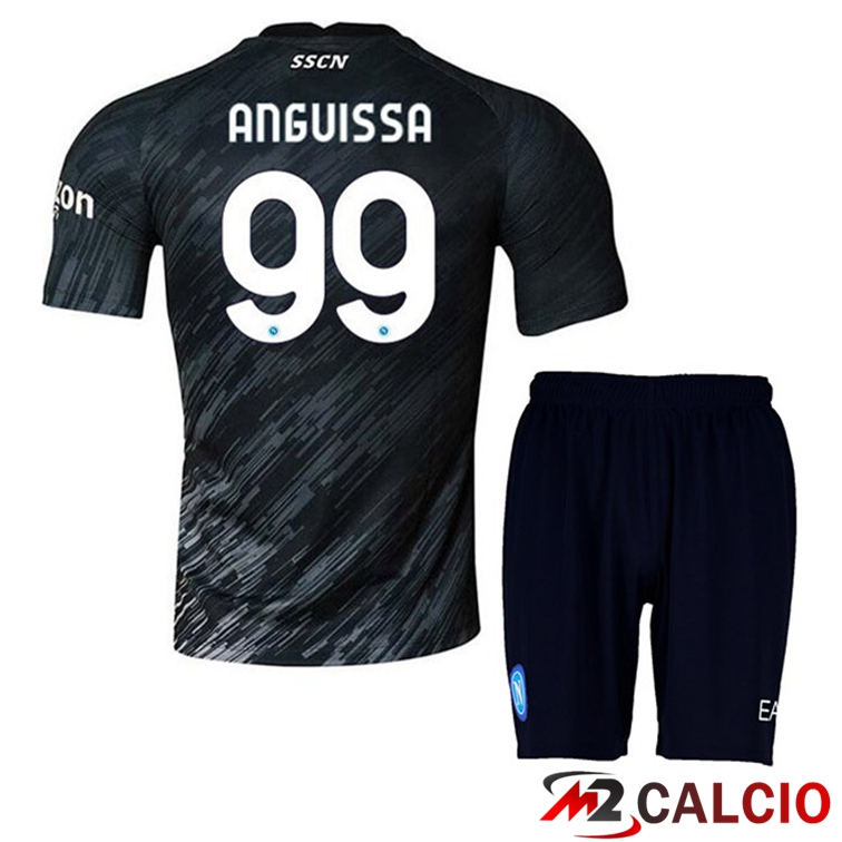 Maglie Calcio Personalizzate,Tute Calcio Squadre,Maglia Nazionale Italiana Calcio | Maglie Calcio SSC Napoli (Anguissa 99) Bambino Terza Nero 2022/2023