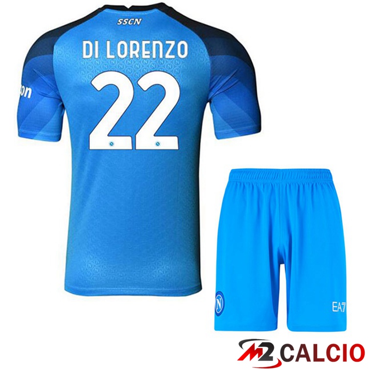 Maglie Calcio Personalizzate,Tute Calcio Squadre,Maglia Nazionale Italiana Calcio | Maglie Calcio SSC Napoli (Di Lorenzo 22) Bambino Prima Blu 2022/2023