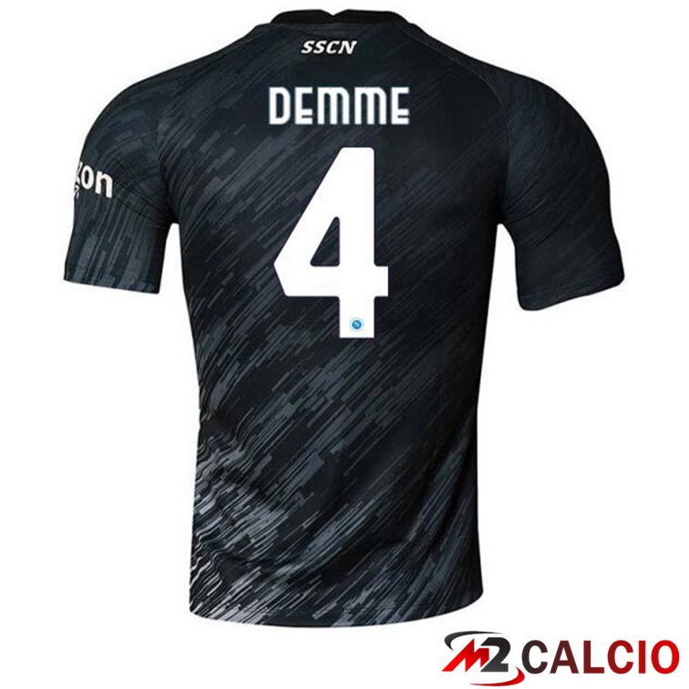 Maglie Calcio Personalizzate,Tute Calcio Squadre,Maglia Nazionale Italiana Calcio | Maglie Calcio SSC Napoli (Demme 4) Terza Nero 2022/2023