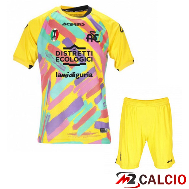 Maglie Calcio Personalizzate,Tute Calcio Squadre,Maglia Nazionale Italiana Calcio | Maglie Calcio Spezia Calcio Bambino Terza Giallo 2022/2023