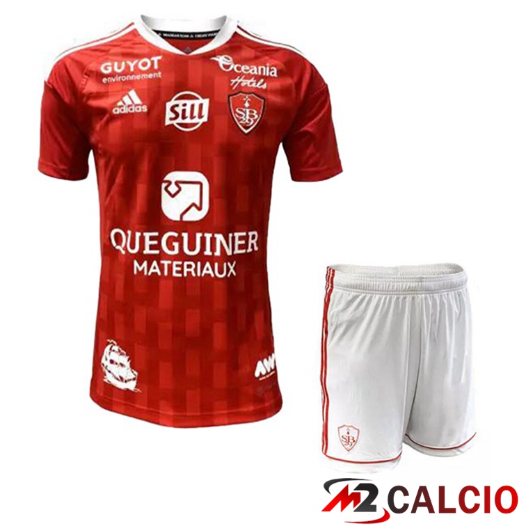 Maglie Calcio Personalizzate,Tute Calcio Squadre,Maglia Nazionale Italiana Calcio | Maglie Calcio Stade Brestois Bambino Prima Rosso 2022/2023