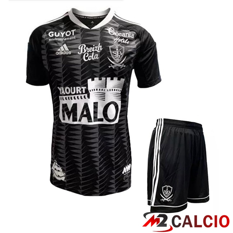 Maglie Calcio Personalizzate,Tute Calcio Squadre,Maglia Nazionale Italiana Calcio | Maglie Calcio Stade Brestois Bambino Terza Nero 2022/2023