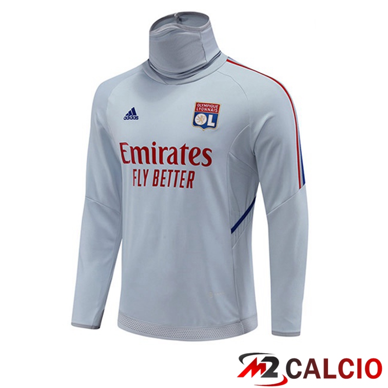 Maglie Calcio Personalizzate,Tute Calcio Squadre,Maglia Nazionale Italiana Calcio | Felpe Allenamento Lyon OL Collo Alto Grigio 2022/2023