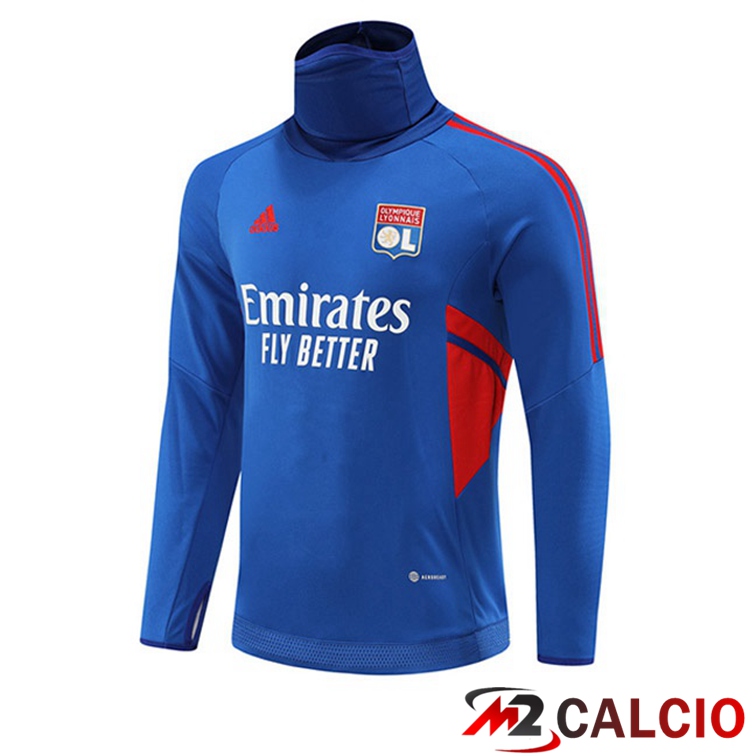 Maglie Calcio Personalizzate,Tute Calcio Squadre,Maglia Nazionale Italiana Calcio | Felpe Allenamento Lyon OL Collo Alto Blu 2022/2023
