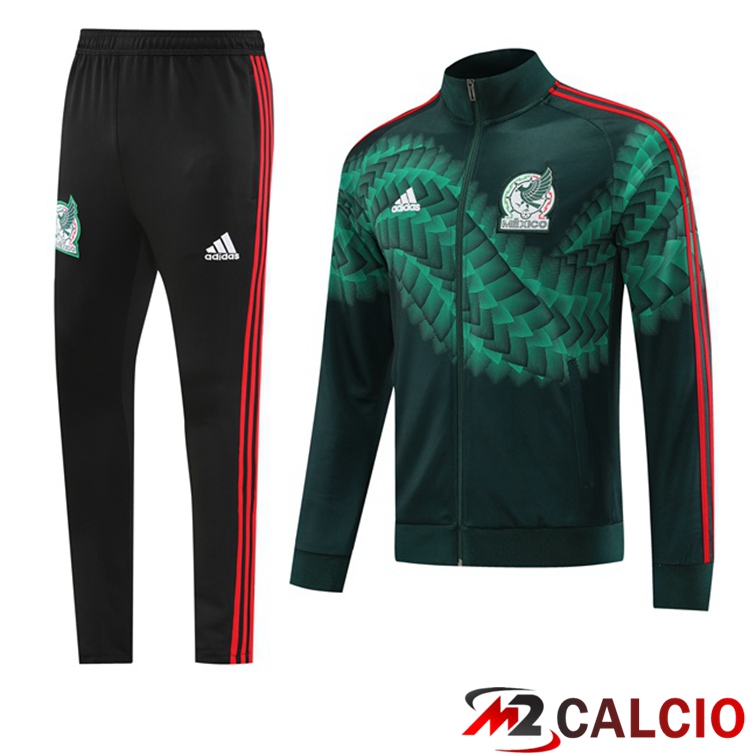 Maglie Calcio Personalizzate,Tute Calcio Squadre,Maglia Nazionale Italiana Calcio | Insieme Tuta Calcio - Giacca Messico Verde Nero 2022/2023