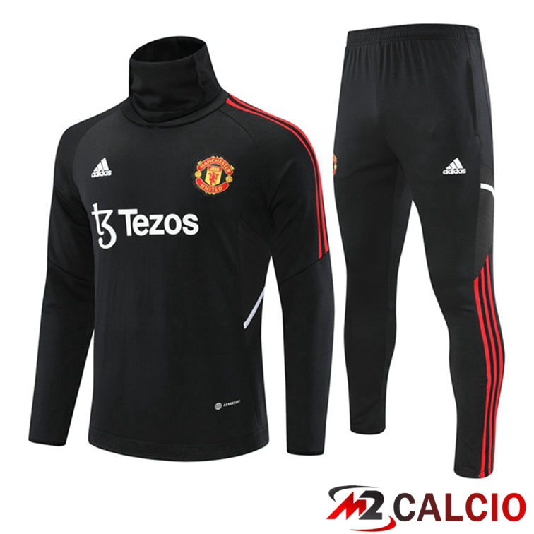 Maglie Calcio Personalizzate,Tute Calcio Squadre,Maglia Nazionale Italiana Calcio | Tuta Calcio Manchester United Collo Alto Nero 2022/2023