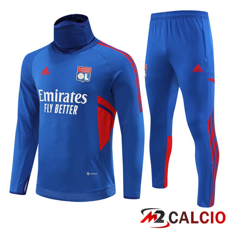 Maglie Calcio Personalizzate,Tute Calcio Squadre,Maglia Nazionale Italiana Calcio | Tuta Calcio Lyon OL Collo Alto Blu 2022/2023