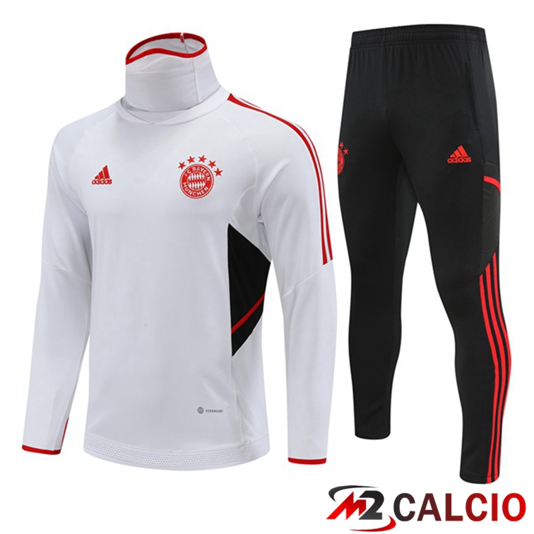 Maglie Calcio Personalizzate,Tute Calcio Squadre,Maglia Nazionale Italiana Calcio | Tuta Calcio Bayern Monaco Collo Alto Bianco 2022/2023
