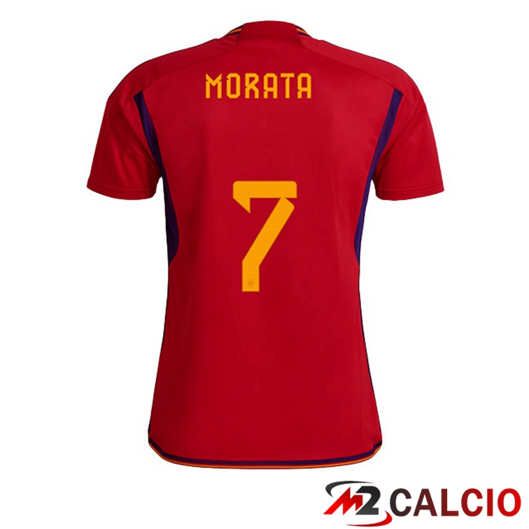Maglie Calcio Personalizzate,Tute Calcio Squadre,Maglia Nazionale Italiana Calcio | Maglie Calcio Spagna (MORATA 7) Prima Rosso Coppa Del Mondo 2022