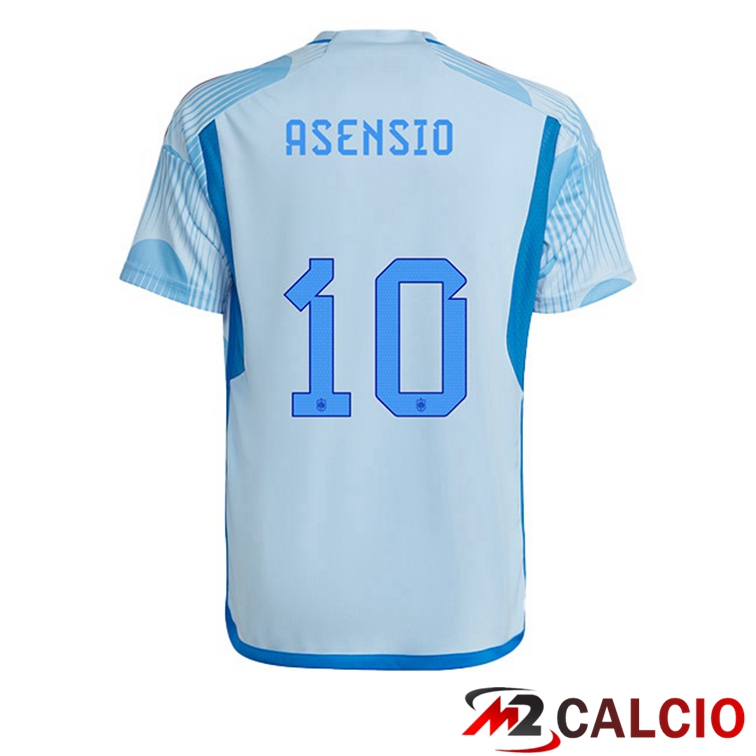 Maglie Calcio Personalizzate,Tute Calcio Squadre,Maglia Nazionale Italiana Calcio | Maglie Calcio Spagna (ASENSIO 10) Seconda Blu Bianco Coppa Del Mondo 2022