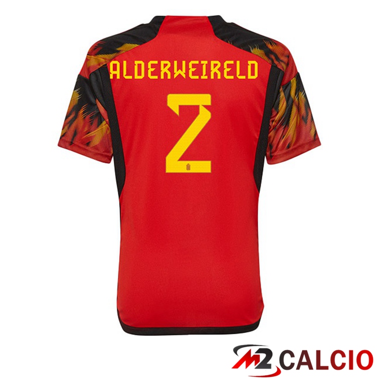 Maglie Calcio Personalizzate,Tute Calcio Squadre,Maglia Nazionale Italiana Calcio | Maglie Calcio Belgio (ALDERWEIRELD 2) Prima Rosso Coppa Del Mondo 2022
