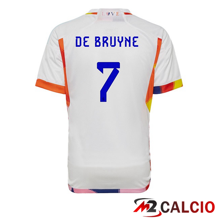 Maglie Calcio Personalizzate,Tute Calcio Squadre,Maglia Nazionale Italiana Calcio | Maglie Calcio Belgio (DE BRUYNE 7) Seconda Bianco Coppa Del Mondo 2022