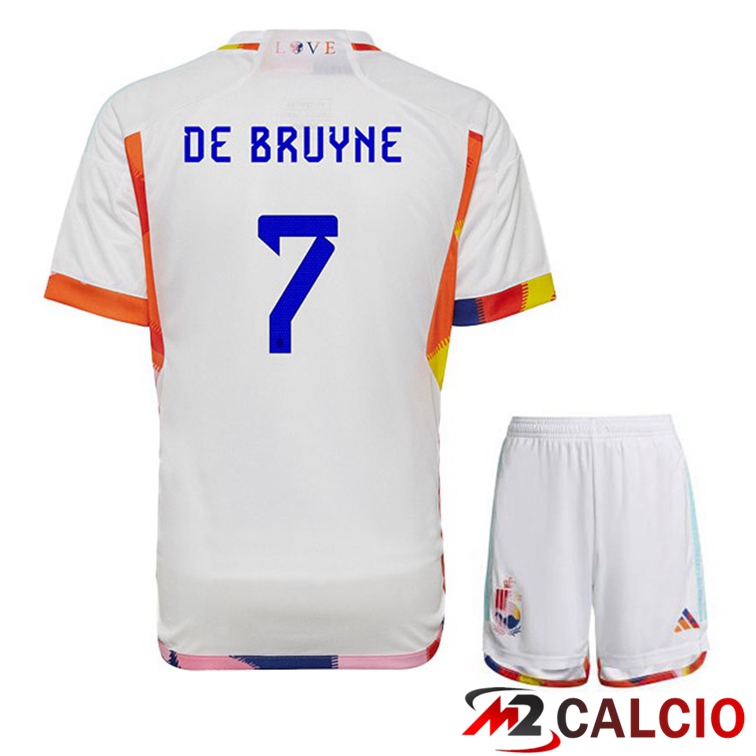 Maglie Calcio Personalizzate,Tute Calcio Squadre,Maglia Nazionale Italiana Calcio | Maglie Calcio Belgio (DE BRUYNE 7) Bambino Seconda Bianco Coppa Del Mondo 2022