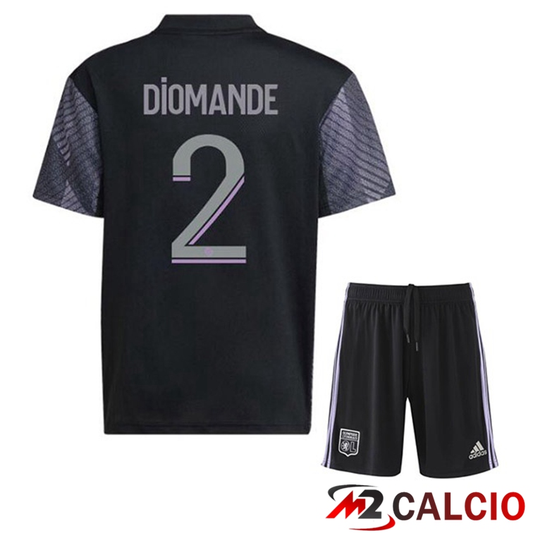 Maglie Calcio Personalizzate,Tute Calcio Squadre,Maglia Nazionale Italiana Calcio | Maglie Calcio Lyon OL (DIOMANDE 2) Bambino Terza Nero 2022/2023